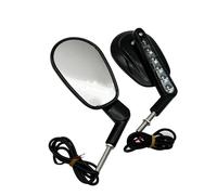 Side Mirrors Motorcycle Side Rear View Mirror Front Turn Signals Light For Harley FLHTC Classic(Black- Silver)