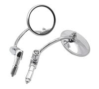 Side Mirrors Universal Round Motorcycle Silver Aluminum Glossy Handle Bar End Rear View Mirrors Rearview Mirrors