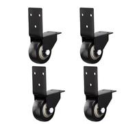 Side Mount Castor Wheel, 2in L-Type Plate Casters, 4Pcs Castors | Silent PU Fixed Wheels, Directional Furniture Moving Caster for Cabinets, Tables, Right Angle Bracket, Screw Mounting
