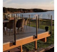 Side Mount Glass Railing Post - 10×10cm Square Black Guardrails Clamp, Outdoor/balcony/hotel/garden/office Ground, 3/8 Inch 1/2 Inch Thick Panels, Anti-rust Moder, Corner Post, 135cm(53.1 inch)
