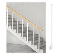 Side Mount Hand Rail Stair Balusters Column, 270° Adjustable Metal Iron Posts, Round Tube Fence Deck Columns with Screws Kit, Non-Slip Handrail for Stairs Garden Loft Villa Hotel(White,70cm/27.6in)