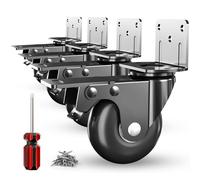 Side Mount Plate Caster Wheels - Thickened L-Shaped Mounting ,Heavy Duty 800 LBS,Set of 4 with Brake,360° Swivel,Locking,Castor Wheels for Furniture,Carts,Cabinet,Table(Black, 2 inchs)