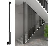 Side Mount Remodeling Balustrade Posts, Square Metal Stair Balusters with Adjustable Angle Bracket for Level & Slope Stairs, Customizable Length Guardrail Spindles(H-212cm/83.5in)