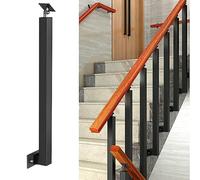 Side Mount Stair Balusters Post Kit,270° Adjustable Square Baluster Posts,Indoor Outdoor Metal Deck Railing Sprindles for Porch,Concrete,Wooden Steps(Size:90cm/35.4in,Color:1 Pack)