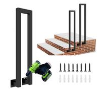 Side Mount U-Shaped Stair Railing，35-100cm Tall Metal Wrought Iron Hand Rail Guardrail，Non-Slip Stair Handrail Kit for Cement Concrete Steps，Easy Installation(50cm/20in)