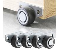 Side-Mounted Casters, Silent Rubber Wheels, Drawer Caster, 4 Casters, For Furniture, Kitchen Cabinet, Table, Loading Capacity 20KG (Single Wheel)(Size:30mm)