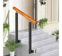 Side Mounted Handrails for Outdoor Steps, Fits 2 or 3 Steps Transitional Hand Rails Luyckfrazy Adjustable Angle Wrought Iron Handrail for Front Porch Garden Decking Railings(Height 95cm/3.1ft,130cm/5