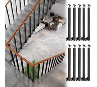 Side Mounted Railing Pillar - Stair Balusters Post, Black Metal Handrail Spindles with Flat & Adjustable 270° Angle Bracket, Banister Column for Deck, Steps, Garden, Outdoor Stairs Remodeling (Color