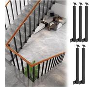 Side Mounted Railing Pillar - Stair Balusters Post, Black Metal Handrail Spindles with Flat & Adjustable 270° Angle Bracket, Banister Column for Deck, Steps, Garden, Outdoor Stairs Remodeling (Color