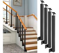 Side Mounted Railing Pillar - Stair Balusters Post, Black Metal Handrail Spindles with Flat & Adjustable 270° Angle Bracket, Banister Column for Deck, Steps, Garden, Outdoor Stairs Remodeling (Color
