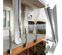 Side-Mounted Stainless Steel Glass Railing System, Square Deck Fencing Post with Wall-to-Glass Clamp, Heavy-Duty Balustrade Column for Indoor Loft/Outdoor Stair(Silver- Corner post,H-60cm/23.6in)