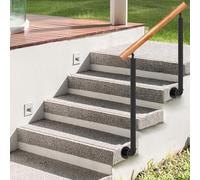 Side Mounted Stair Railing with Double Post and Wall Fittings for Safety Hand Support on 1 to 5 Steps