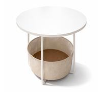 Side Occasional Coffee Bedside Tea Table with Round Storage Basket, Decorative