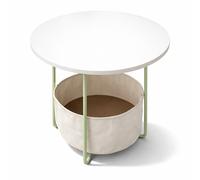 Side Occasional Coffee Bedside Tea Table with Round Storage Basket, Decorative