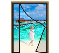 Side Opening Fly Screen Door 95x200cm Hands Free Fiberglass Mesh Curtain Anti Mosquito Keeps Bugs Out Pet and Kid Friendly for Living Room Balcony Customizable Black