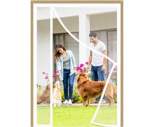 Side Opening Fly Screen Door White 225x210cm Magnetic Mesh Screen Door Heavy Duty Bug Mesh Curtain Fly Screens No Drilling for Balcony Living Room Bedroom Patio