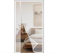Side Opening Fly Screens for Doors 175x205cm Heavy Duty Mosquito Mesh Side Opening Mosquito Net Door Self Sealing Hands Free Mesh Net Partition Top-to-Bottom Seal Snaps White
