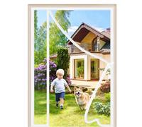 Side Opening Fly Screens for Doors 85x200cm Insect Net Mesh Screen Window Magnetic Top to Bottom Seal Snaps Shuts Automatically for Anti Mosquito or Anti Pest White