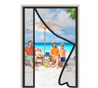 Side Opening Fly Screens for Doors Black 145x235cm Nets Mesh Anti Mosquito Hands Free Close Automatically with Magnets & Bottom Weight bar for Entry Exterior Door Kitchen Patio