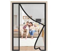 Side Opening Magnet Fly Screen Doors 80x190cm Black Heavy Duty Mesh Fly Curtain Mosquito Net with Strong Magnets Anti Tearing Screen for All Kinds of Doors