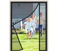 Side Opening Magnetic Door Fly Screen 100x200cm Black Magnetic Window Fly Screen Insect Protection Door with Full Frame Magic Tape Easy to Install for Conditioning Room Kitchen