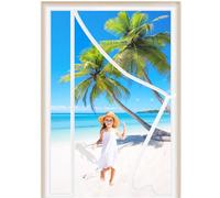 Side Opening Magnetic Doors Screen 110x205cm with Self Adhesive Tape Mesh Fly Curtain Mosquito Net for Windows Keep Bugs Out&Lets Fresh Air in White