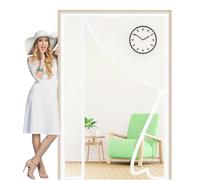 Side Opening Magnetic Fly Screens 95x200cm Hands Free Instant Mesh Mosquito & Bug Net Curtain Keep Open with Hook&Loop Straps Easy to Install for Sliding Doors Windproof Pet-Friendly White