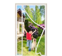 Side Opening Magnetic Fly Screens Door 100x200cm Heavy Duty Mesh Screen Mosquito Net Door RemovableFull Frame Magic Tape Hands Free for Sliding Patio White