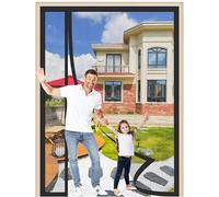 Side Opening Magnetic Fly Screens Door 275x205cm Magnetic Anti Mosquito Net Fly Screen Mesh Curtain with Powerful Magnets Full Frame Magic Tape for Bedroom Patio Front Back Doors Black