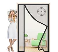 Side Opening Magnetic Screen Door 60x200cm Reversible Left Right Side Opening Magnetic Anti Mosquito Net Closure Self-Sealing for Balcony Sliding Doors Living Room Black