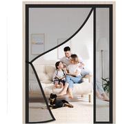 Side Opening Magnetic Screen Door Mesh Fly Curtain 100x225cm Automatically Tight Closure Keep Bugs Out & Let Fresh Air in for Home Campers Black