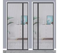 Side Opening Magnetic Screen Door, Reinforced Top Middle Anti-Tearing Mosquito Net Curtain Black (90x210CM)