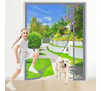 Side Opening Magnetic Screen Doors Mesh 70x195cm Grey Self Seeling Door Windows Screen Magnatic Closure Keep Bugs Out, Lets Fresh Air in Pet and Kid Friendly for Doors