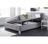 Side Opening Ottoman: Small Double/Grey Linen
