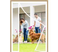 Side Opening Screen Doors White 90x210cm Fly Screen Mesh Curtain Walk Through Door Insects Out Mosquito Removable Washable Lets Fresh Air in for Entrance Balcony