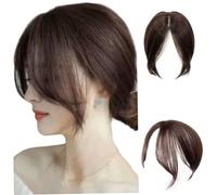 Side Part Wig Human Hair 12" Invisible Natrual Comfortable Faux 3D Air Clip on Bangs for Women and Girls