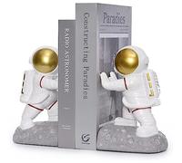 Side Pushing Astronaut Bookends Set, Decorative Home Office Decor, Book Shelf Holders