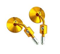 Side Rearview Motorcycle Rear View Rearview Mirrors Round Handlebar End Mirror Scooter Side For Kawasaki W650 For Y-AMAHA SR400 XS650 T100(Gold)