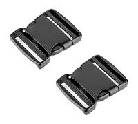 Side Release Buckles Clips for 50 mm / 2 inch Webbing Strap, Squeeze Fasteners, Black Delrin Plastic (Pack of 2)