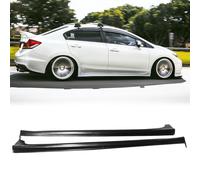 Side Skirts Extension Rocker Panels, Compatible with 2012-2015 Honda Civic Sedan, MU Style Flexible Polyurethane(PU), Splitter Spoiler Lip, Unpainted Black