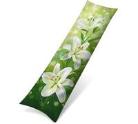 Side Sleeper Pillow Cover Lily Cushion Covers Flowers Sofa Cushions Covers 60x180cm Large Pillow Cases Velvet Improve Sleep Quality, Double-Sided Printing Invisible Zipper for Bedroom Bed, Model1536