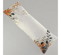 Side Sleeper Pillow Cover Natural Bolster Pillow Leaves Full Body Pillowcase, Soft Linen Cushion Cover, 50 x 150 cm Long Pregnancy Pillows for Support and Side Sleeper with Invisible Zipper Y4-821