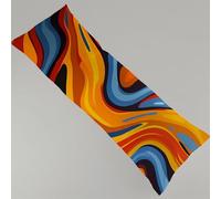 Side Sleeper Pillow Cover Orange Bolster Pillow Abstract Full Body Pillowcase, Soft Linen Cushion Cover, 40 x 145 cm Long Pregnancy Pillows for Support and Side Sleeper with Invisible Zipper Y4-648