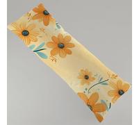 Side Sleeper Pillow Cover Orange Bolster Pillow Flowers Full Body Pillowcase, Soft Linen Cushion Cover, 40 x 120 cm Long Pregnancy Pillows for Support and Side Sleeper with Invisible Zipper Y4-237