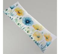 Side Sleeper Pillow Cover Simple Bolster Pillow Flowers Full Body Pillowcase, Soft Linen Cushion Cover, 40 x 145 cm Long Pregnancy Pillows for Support and Side Sleeper with Invisible Zipper Y4-1205