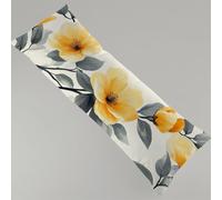 Side Sleeper Pillow Cover Simple Bolster Pillow Yellow Full Body Pillowcase, Soft Linen Cushion Cover, 40 x 145 cm Long Pregnancy Pillows for Support and Side Sleeper with Invisible Zipper Y4-1246