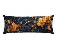 Side Sleeper Pillow Cover Yellow Bolster Pillow Cases 40 x 140 Flowers Cushion Covers, Super Soft Long Pillows, with Invisible Zipper Decorative Pillows Case for Anniversaries, Gifts for Women Q-881