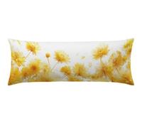 Side Sleeper Pillow Cover Yellow Bolster Pillow Cases 40 x 140 Flowers Cushion Covers, Super Soft Long Pillows, with Invisible Zipper Decorative Pillows Case for Anniversaries, Gifts for Women Q-811