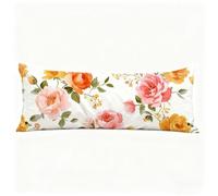 Side Sleeper Pillow Pink Body Pillow Cover Orange Soft Velvet Long Pillows for Sleeping, Double-Sided Print 1 pack 20x59 Inch Bolster Cushion Covers, for Maternity Nursing Back and Neck Support H0-45
