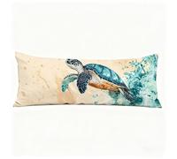Side Sleeper Pillow Turtle Body Pillow Cover Teal Soft Velvet Long Pillows for Sleeping, Double-Sided Print 1 pack 16x47 Inch Bolster Cushion Covers, for Maternity Nursing Back and Neck Support H0-53